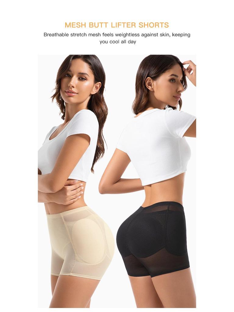 Women's Hip-Enhancing Butt-Lifting Tummy-Control Pants with Sponge Pads - Breathable Mesh Plus Size Shapewear