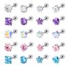 1 Pair 4Mm Multicolor  Stud Earrings For Women Ear Bone Nail Cartilage Ea