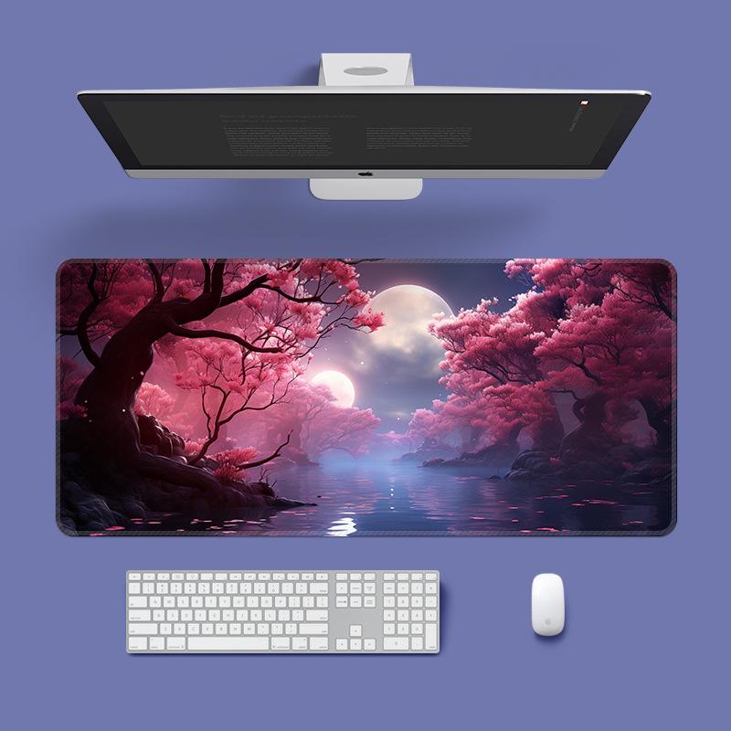 Extra Large Washable Mouse Pad - Aurora Landscape & Sunset Clouds Design, Thickened for Office and Gaming Desks