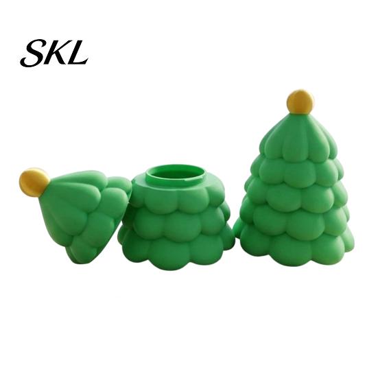 Creative Holiday Souvenir Christmas Tree Shaped Mini Storage Box, 3D Printed Small Green Festive Seasonal Decor Desktop Ornament, Decorative