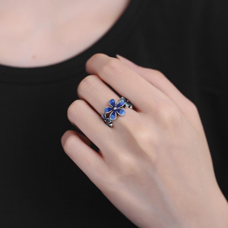 Women's Cloisonné Enamel Flower Ring