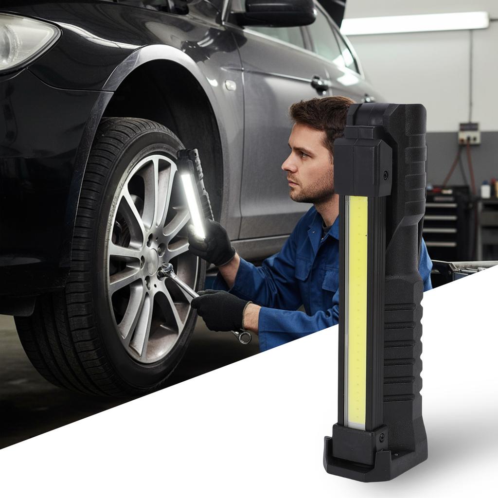 Magnetic LED Work Light with Retractable Hook Multifunction 360 Degree Rotating Rechargeable Flashlight for Vehicle Emergency Repair