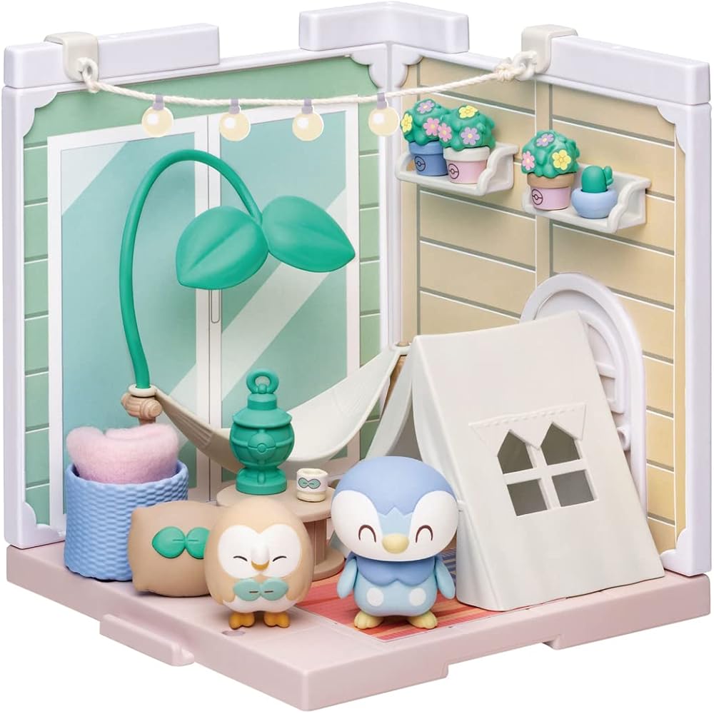 

Takara Tomy Pokemon Pokepiece House Camping Terrace with Rowlet and Piplup Kids Playset