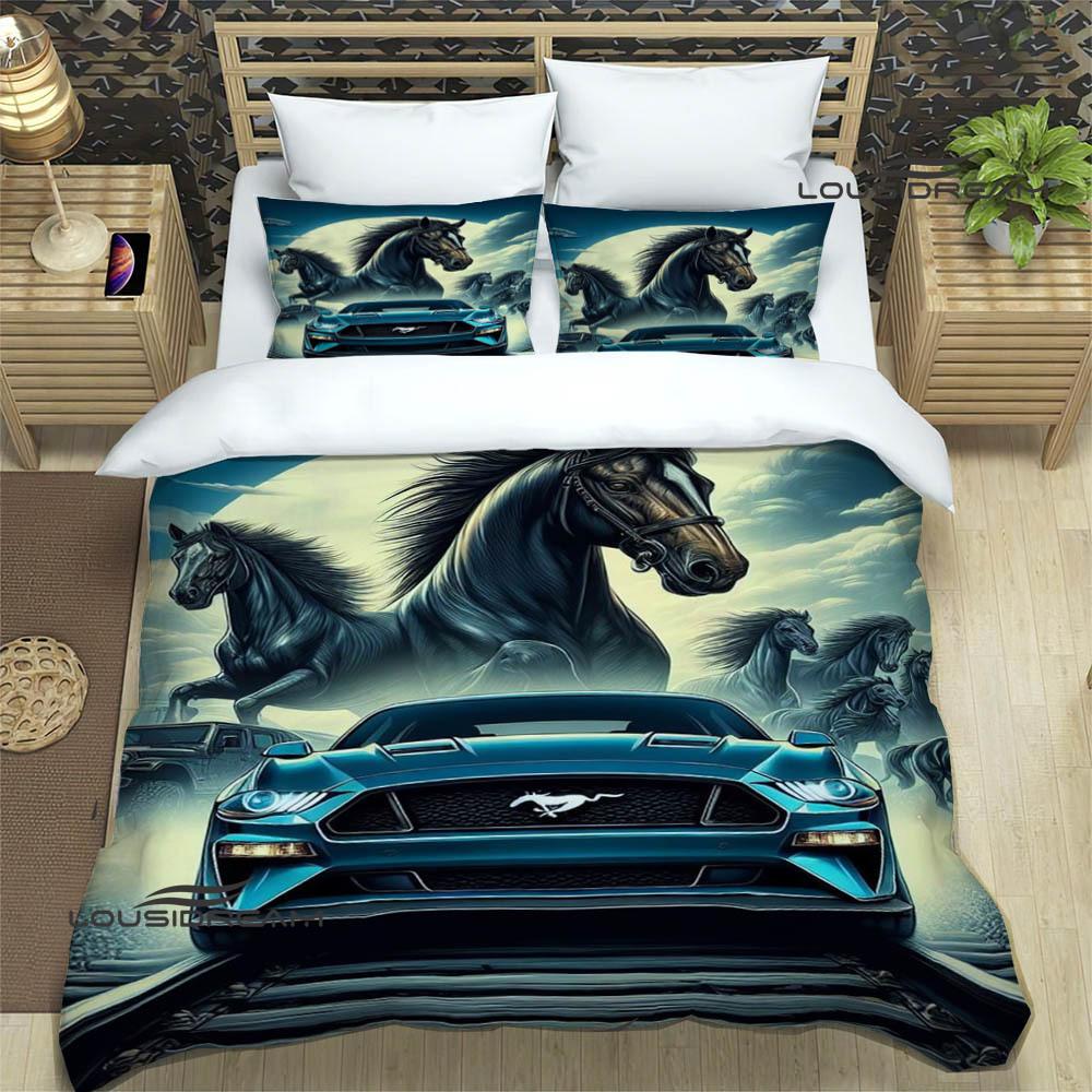 3D M-Mustang logo samochodu Pościel wykwintny zestaw pościeli poszewka na kołdrę zestaw kołdry pościel luksusowy prezent urodzinowy
