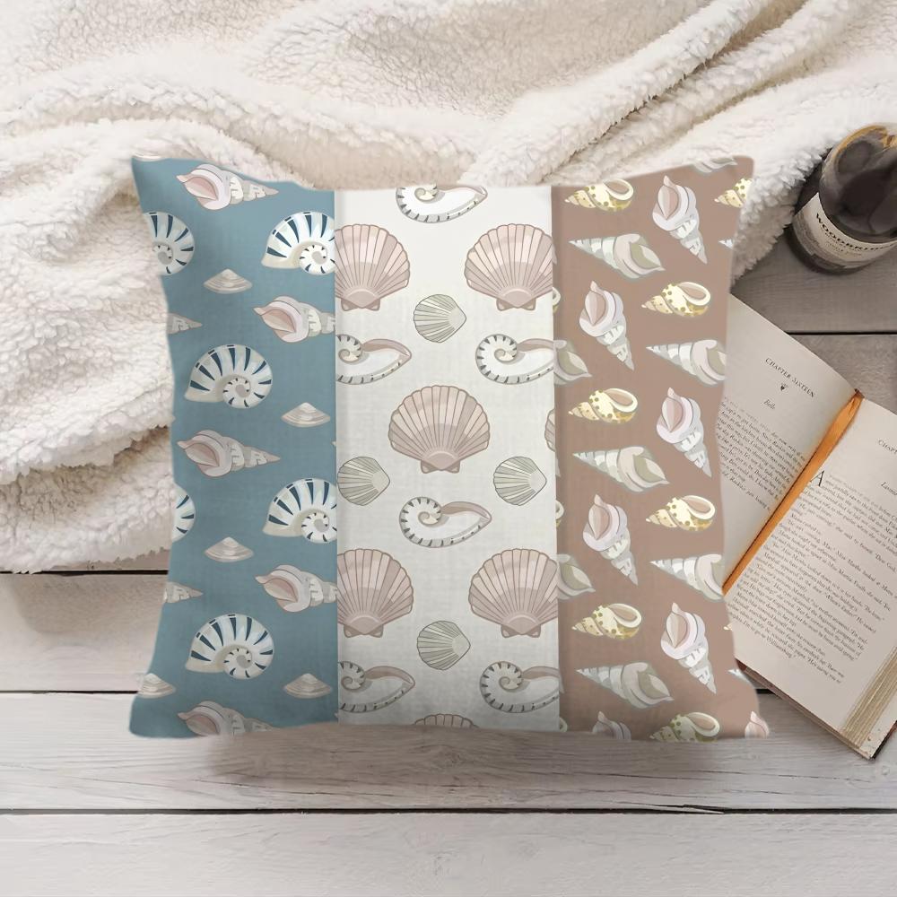 Seashell pattern Cushion Cover Soft Short Plush Pillow Cover Smooth Cozy Texture Aesthetic Cushion Case Home Decor