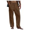Herren-Leinenhose, locker, lässig, Sommer, Stretch-Taille, Kordelzug, lockere Hose
