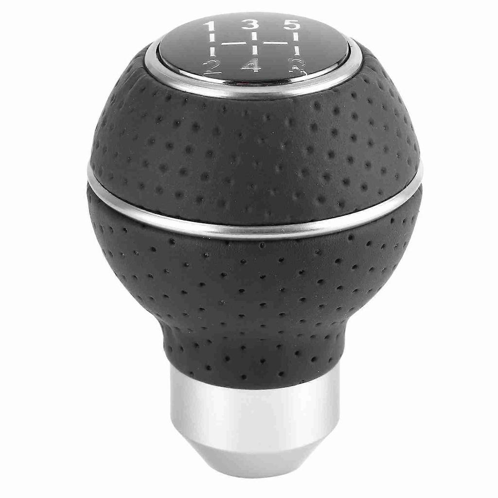 5 Speed Gear Shift Knob Stick Aluminium Alloy and Leather Manual Automobiles AccessoryBlack