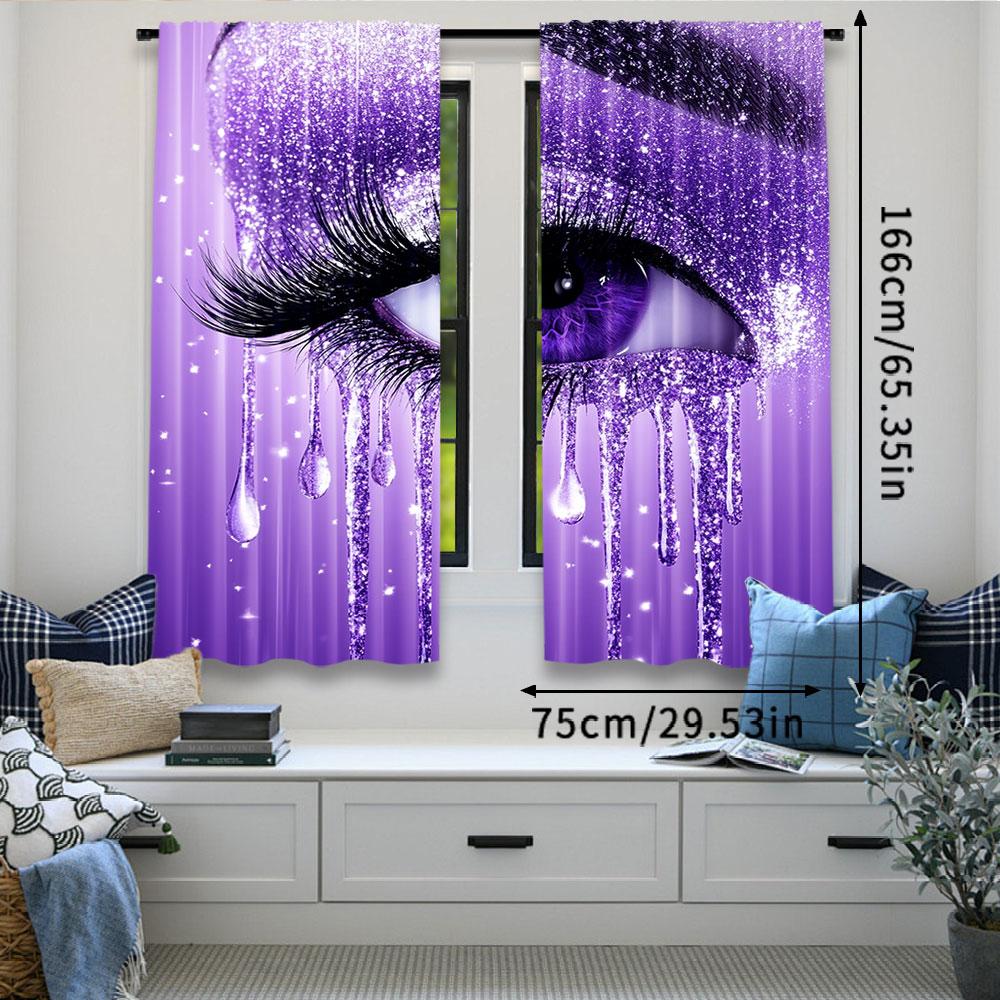 2 stk Estetiske Gardiner med Øyevippetrykk Vakker Vindusdekorasjon For Soverom Kontor Kjøkken Stue Arbeidsrom Og Hjemmedekor