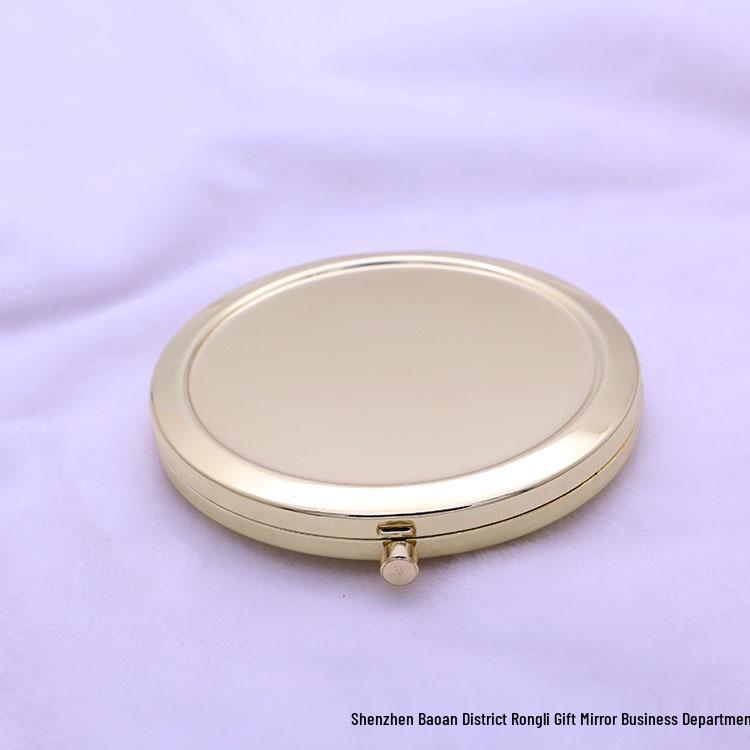 Double-Sided HD Portable Metal Makeup Mirror with Groove for DIY and Laser Engraving