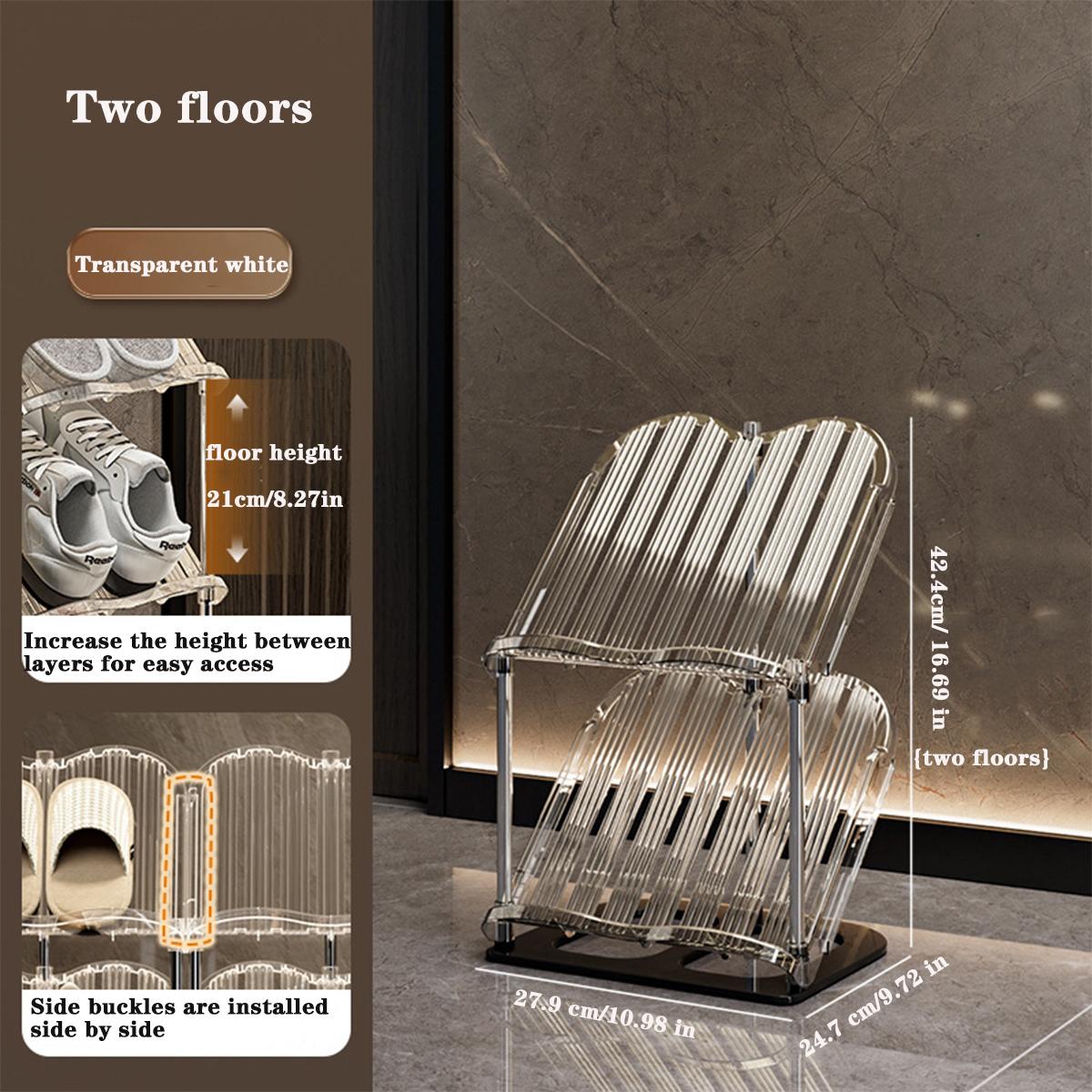 Многоуровневая прозрачная штабелируемая полка для хранения обуви, экономичная обувница для квартиры, простая в установке