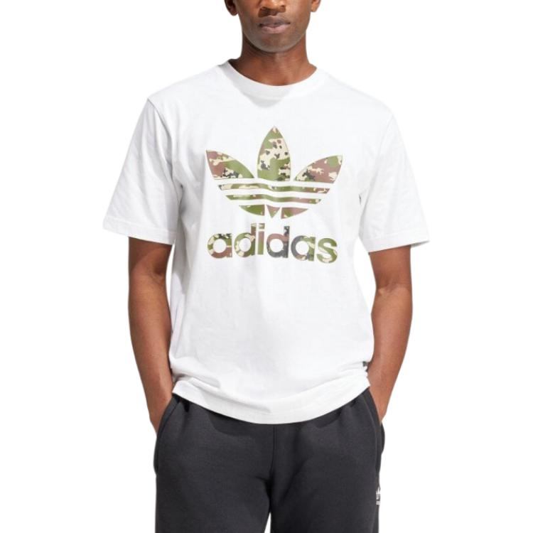 adidas T-shirt da Uomo Girocollo Manica Corta Larga Stampa Logo Originals Bianca IS2894