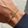 Custom Initial Love Knot Bracelet, Dainty Stainless Steel Couple Snake Chain Infinity Knot Bracelet Set, Handmade Christmas Gift