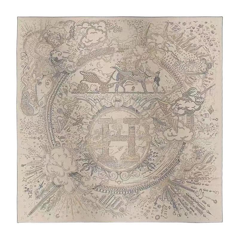 NINA SOLOR Silk Wool Large Square Scarf & Shawl