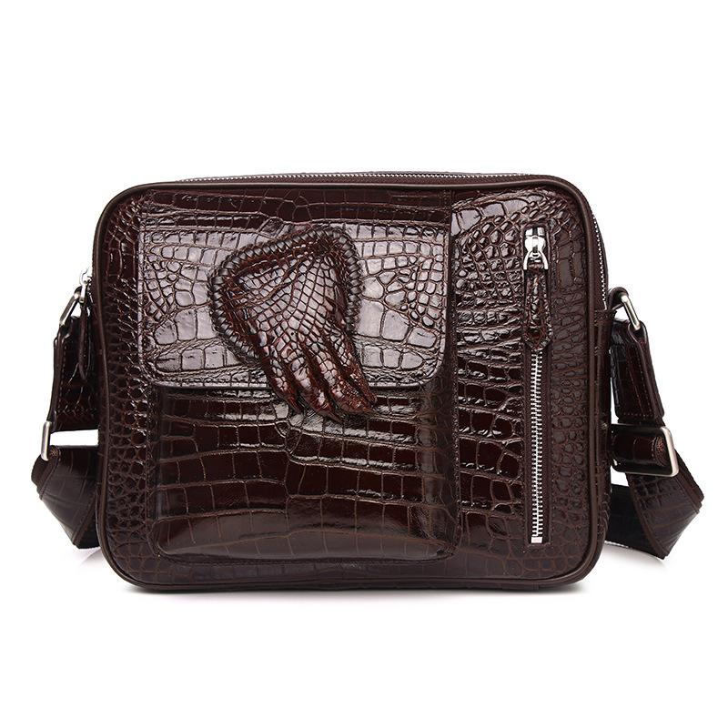 Jmg Bags Men's Crocodile-Patterned Leather Single-Shoulder Bag, Business Casual Crossbody Bag, Horizontal Messenger Bag, Large-Capacity Bag