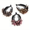 Women's Vintage Bun Maker Hair Clip Rhinestone Flower Ponytail Buckle Elegant Round Chignon Headpiece for Weddings and Parties
