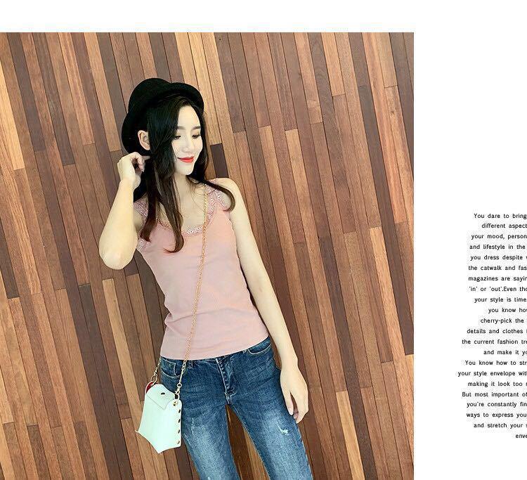 Women's Slim-Fit Lace Splicing Backless V-Neck Camisole