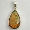 CERTIFIED Natural Fire Opal 24 Ct 925 Sterling Silver Pendant Pear Gems For Gift