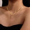 Snake Bone Chain Zircon Pendant Stainless Steel Necklace High Sense Daily Versatile Niche Design Women'S Jewelry