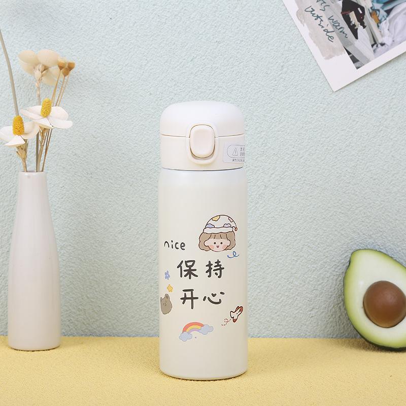 New thermos cup female cute direct drinking cup Internet celebrity cup anti-drop boys and girls children portable bouncing cover water cup