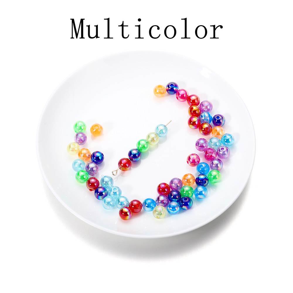 6/8/10mm Imitation ABS Pearl Beads Rainbow Color Round Loose Spacer Bead Scrapbook Decoration DIY Jewelry Making Accessories
