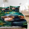 3 stuks Chimpansee, Jungle Beddengoed Set - 1 Dekbedovertrek + 2 Kussenslopen(Kern niet inbegrepen), Machine Wasbaar Polyester, Comfort voor Alle Seizoenen, Bedr