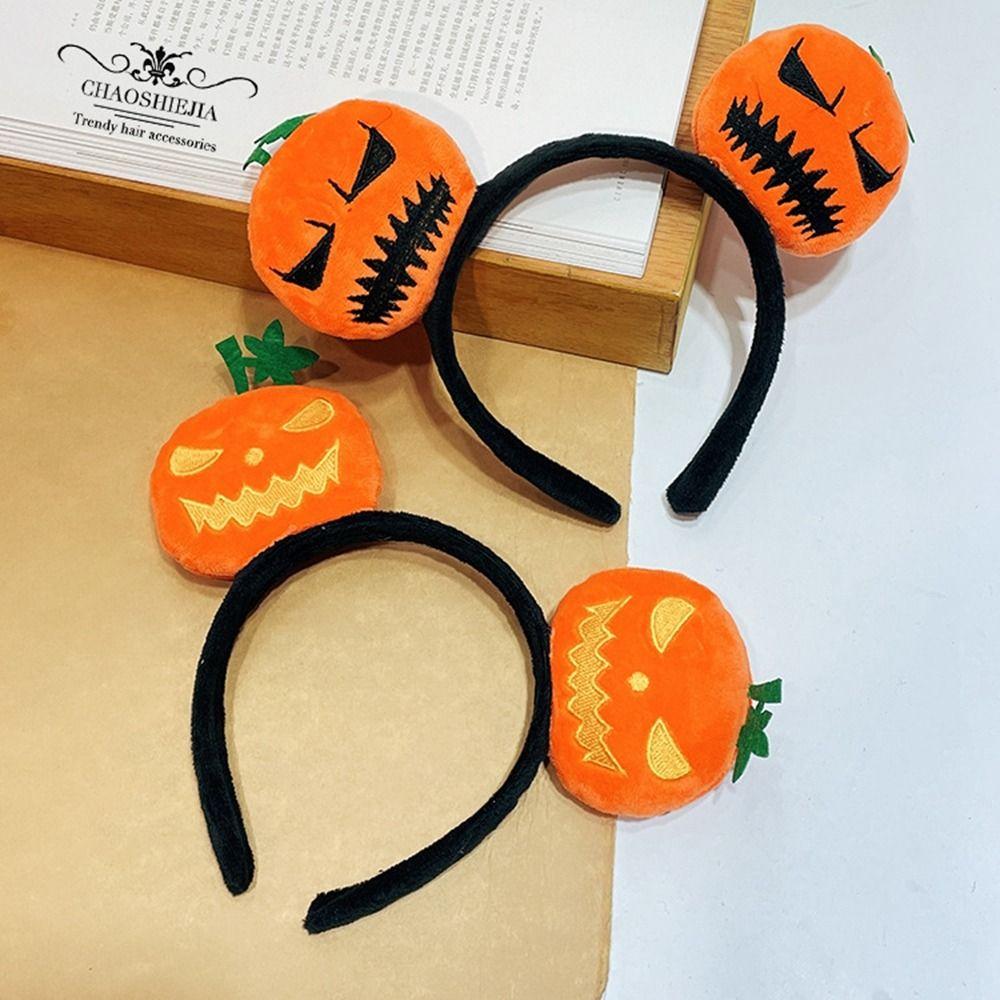Yellow Plush Hairband Hair Hoop Skull  Headband Funny Halloween Pumpkin Headband  Men