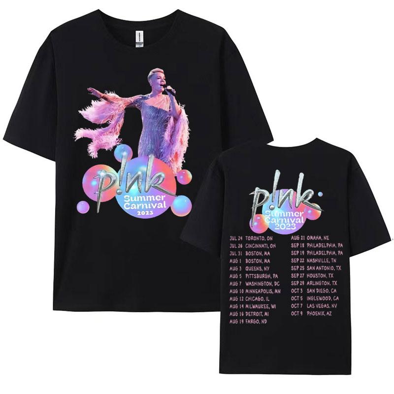 Pnk Pink Singer Summer Carnival 2024 Festival WORLD Tour Tee Shirt Womens Men Clothing Aesthetics Oversized Tshirt Streetwear