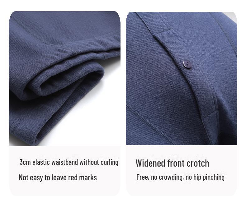 Herren Deutscher Samt Rundhals Thermounterwäsche Set für Herbst - Antibakteriell, Große Größe, Dick und Warm