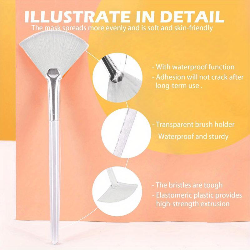 Facial Brushes Fan Makeup Brushes Soft Portable Face Mask Brushes Cosmetic Tools for Women Ladies Girls