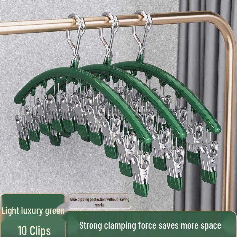 Stainless Steel Windproof Sock Clips - No Mark Multi-Clip Underwear & Socks Drying Hanger.