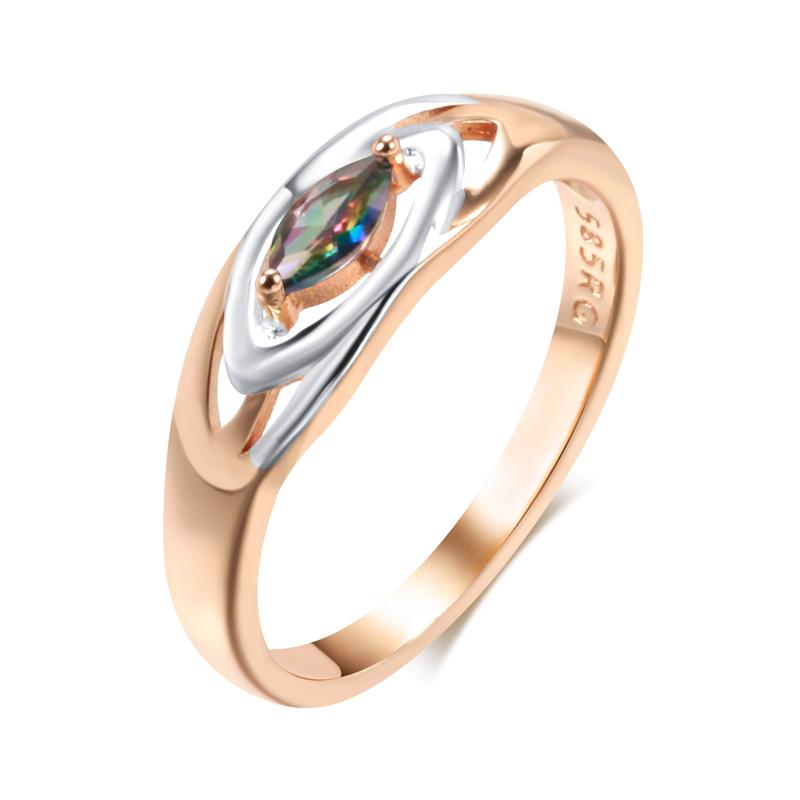 Luxury Colorful Stone Ring For Women Rose Gold Color Mixed Natural Zircon Accessories Trendy Daily Jewelry