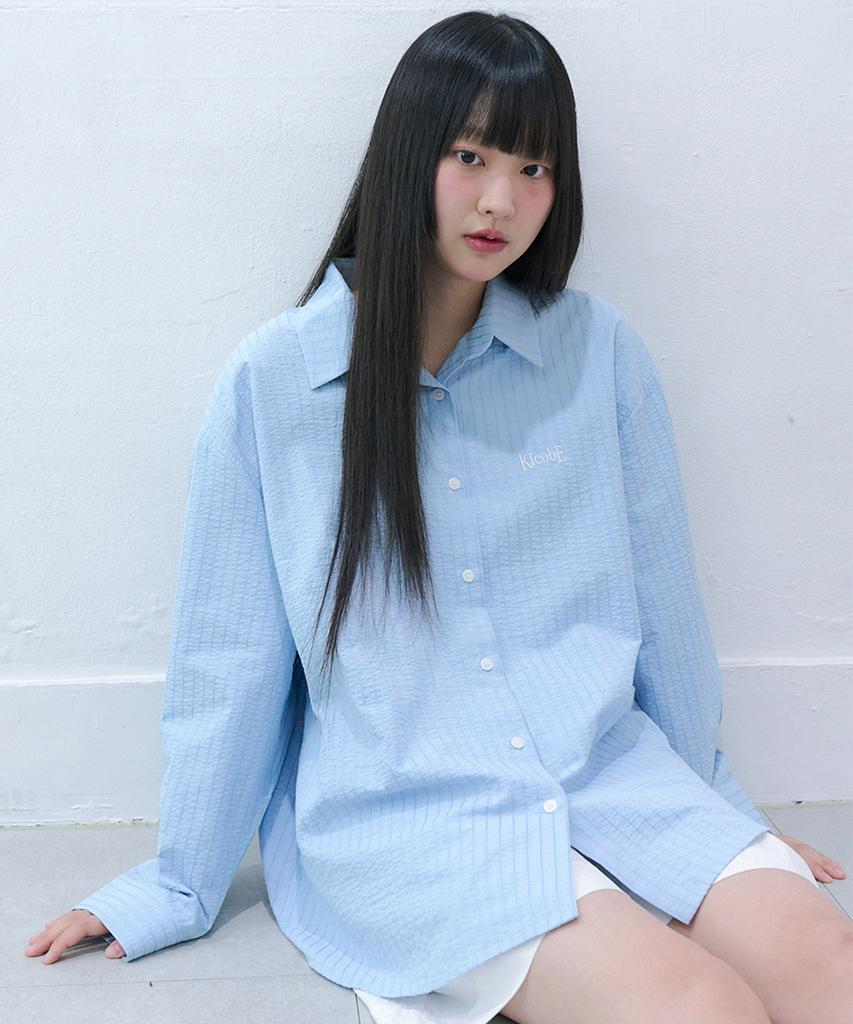 Kikobe Cozy Stripe Logo Shirt_Blue