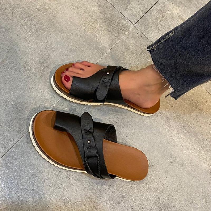 35-42 Large Size Slippers New Women's Shoes Summer Sandals Women's Casual Women's Drag Breathable Sandals Leather Flat Heel