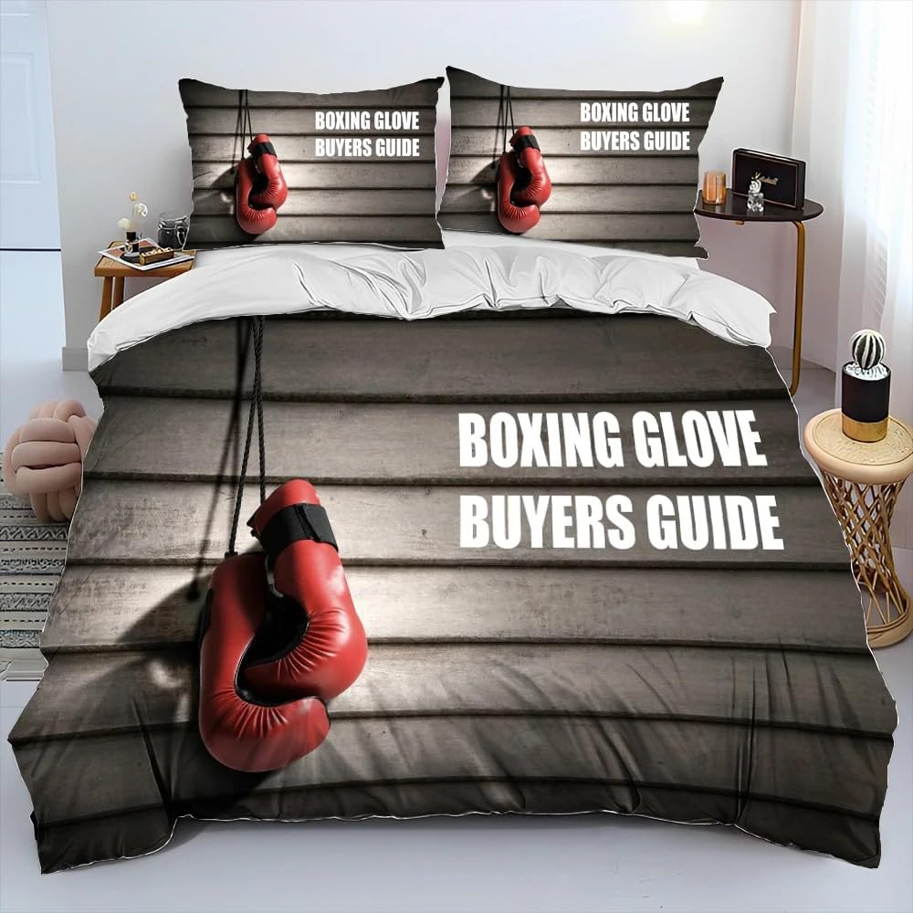 Boxing Sport Duvet Cover Set Golden Boxing Gloves Comforter Cover Kids Boys Teens Yellow Fire Print Duvet Covers with Pillowcase