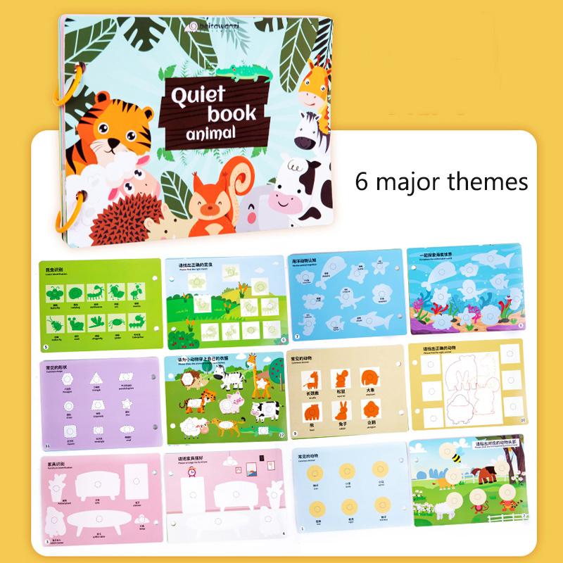 Montessori My First Busy Book Paste Quiet Book Children Toy Animal Numbers Matching Puzzle Game Educational Toys for Kids Gifts