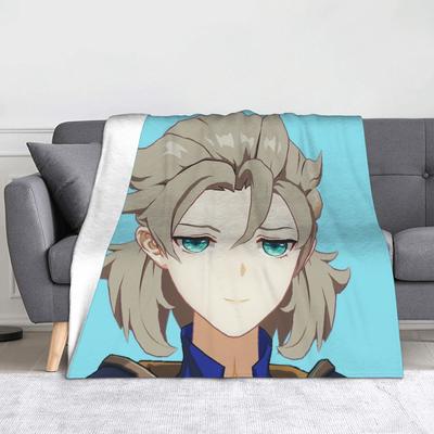 Smug Albedo Genshin Impact Blanket Flannel Printed Cute Games Portable Super Soft Throw Blanket for Bedding Outdoor Quilt
