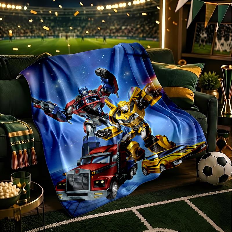 Trans-formers Adventure Throws Blanket Flannel Blankets Plush for Couch Bed Gifts for Men Women Travel picnic blanket Christmas fan gifts