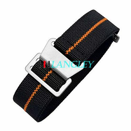 

Універсальний еластичний нейлоновий ремінець для годинників 20, 21, 22 мм, сумісний з Huawei, Samsung, Submariner, Tudor 22mm Silver Buckle помаранчевий/чорний