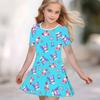 Girls 3D Print Dresses Kids Girl Party Short Sleeve Princess Dress Tank 3D  Likable Cartoon  Print Dress
