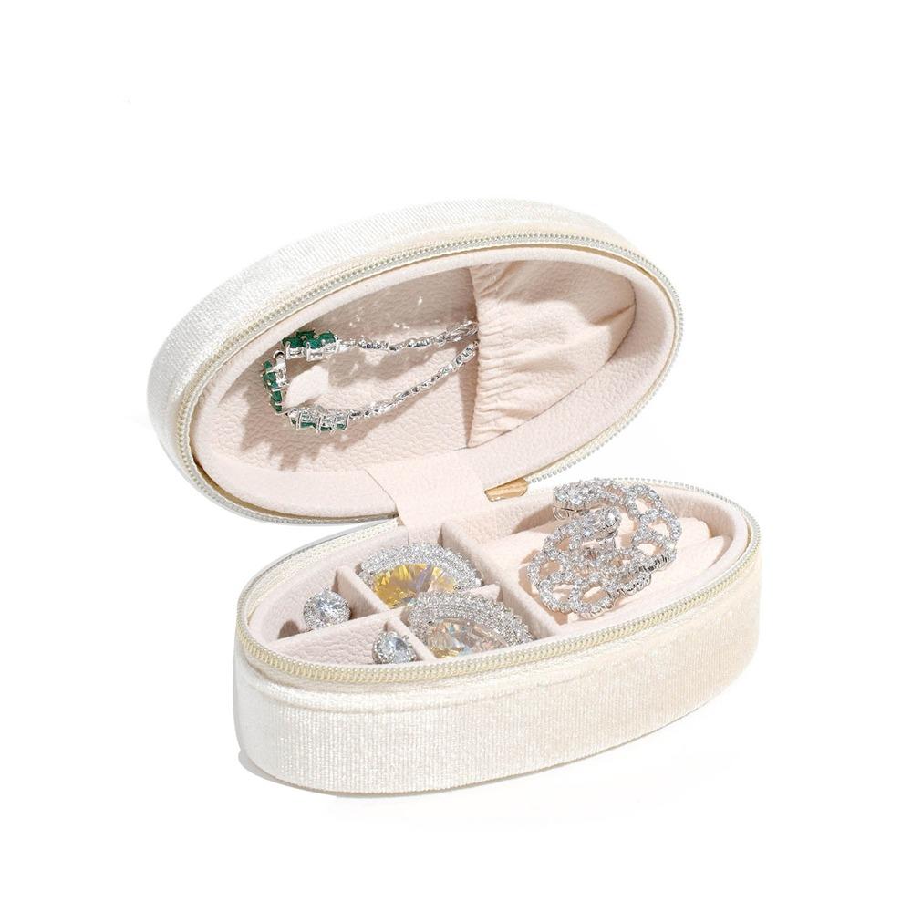 Mini Oval Jewelry Box Zipper Jewelry Organizer Portable Jewelry Packaging Box  Earrings