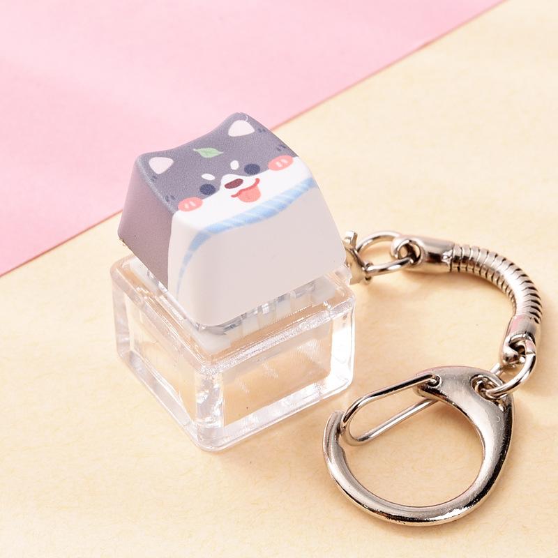 Cute Cat Dog Pendant Stress-Relief Fidget Keychain Mechanical Keyboard Keychain Dog-Themed Clicker Fidget For Backpack Study