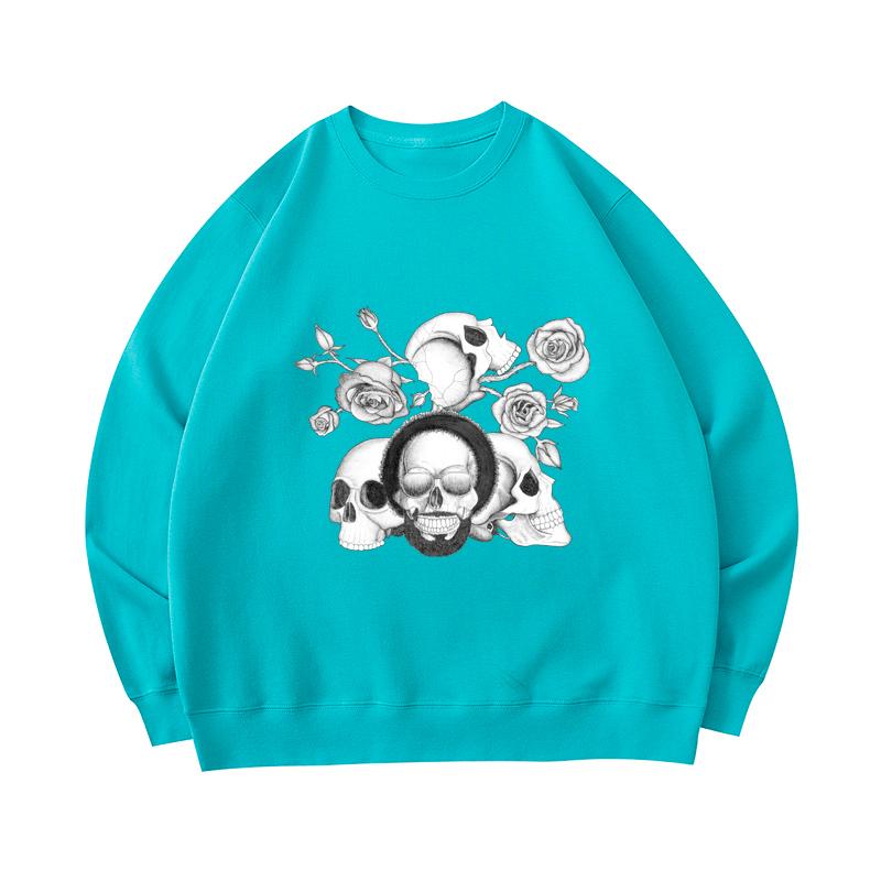 Men's 300 GSM 100% Cotton Sweatshirt Grunge Skulls And Roses Afro Skull ...