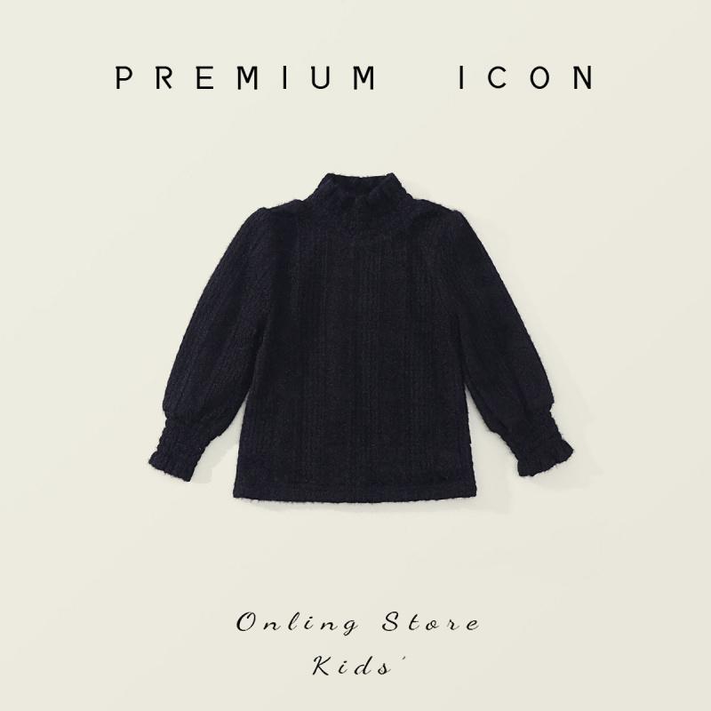 Children's Fleece-Lined High-Neck Base Shirt Winter New Style Girls' Korean Version Lace Long-Sleeve Thickened Top