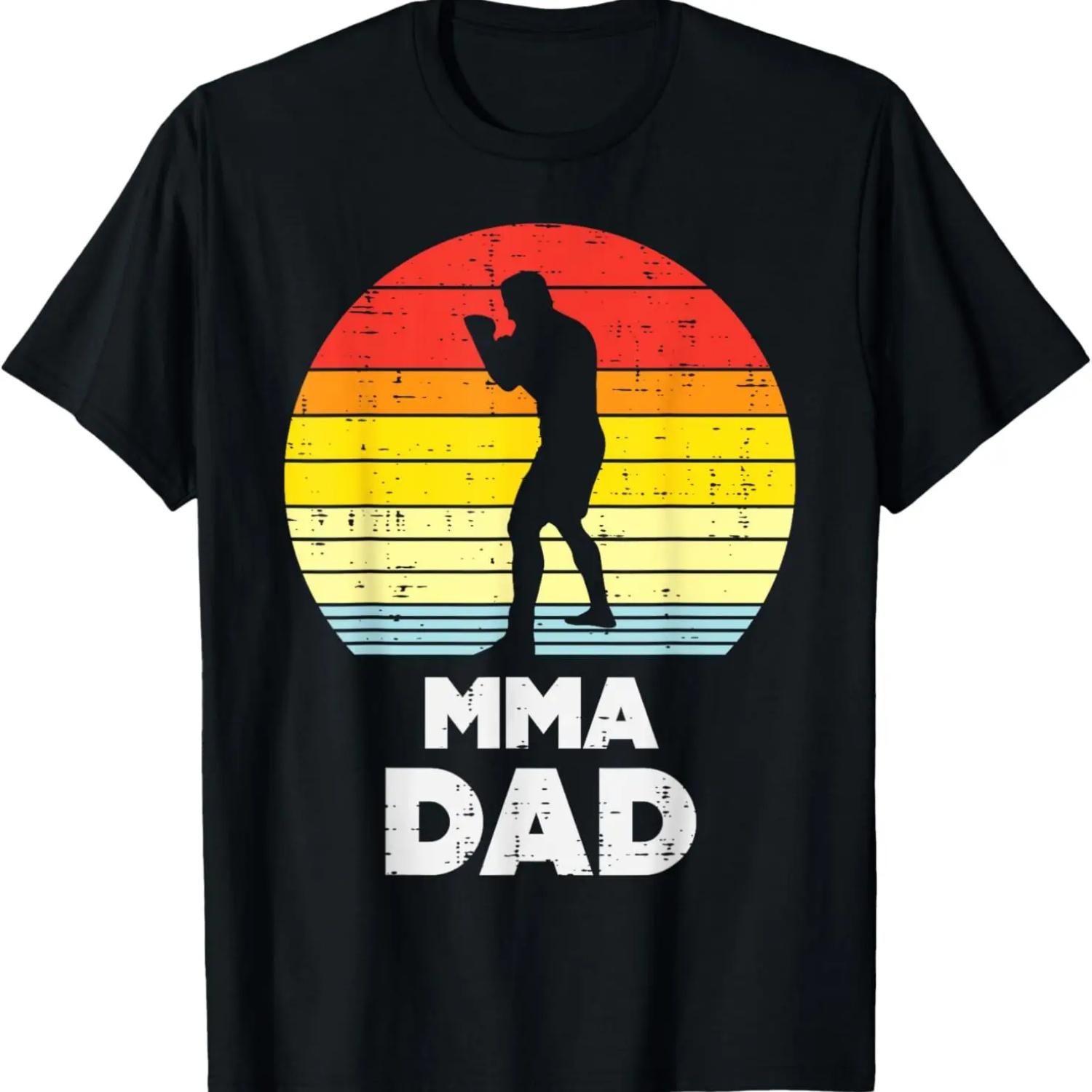Папа ММА Закат Ретро Боец Смешанных Единоборств Мужская Подарочная Футболка XXXXXL чёрный