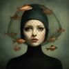 Surrealist Female Portrait Oil On Canvas Wall Art Fantastic Fantasy Fish and Girl Poster Printed Living Room Home Decor