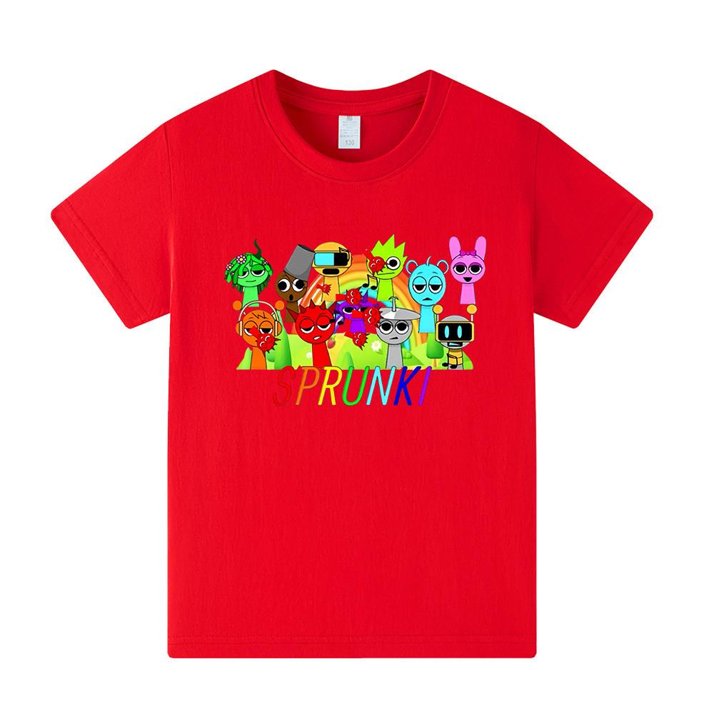 Kids Boys Girls Sprunki Round Neck Short Sleeves T-shirt