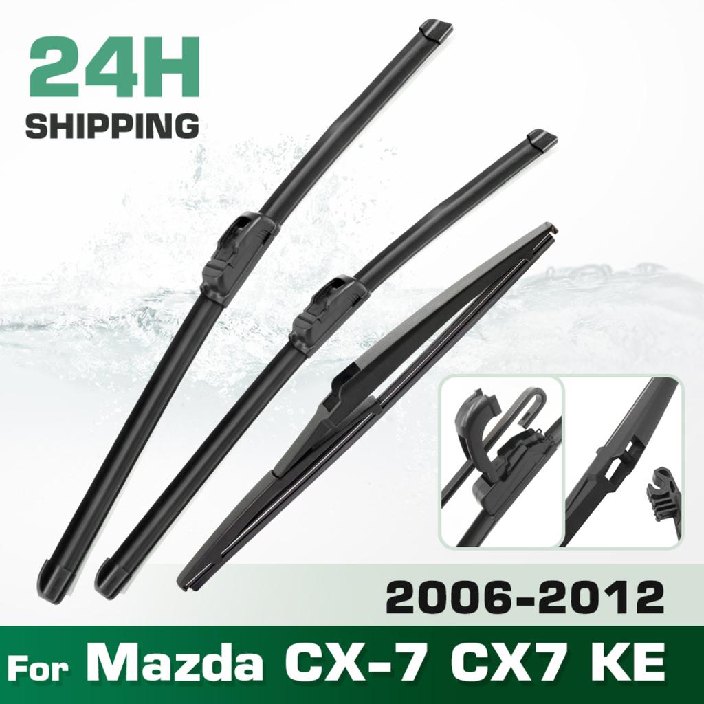 For Mazda CX-7 CX7 ER 2006-2012 2007 2008 2009 Wiper Front & Rear Wiper Blades Windshield Windscreen Window Brushes 26"+17"+14