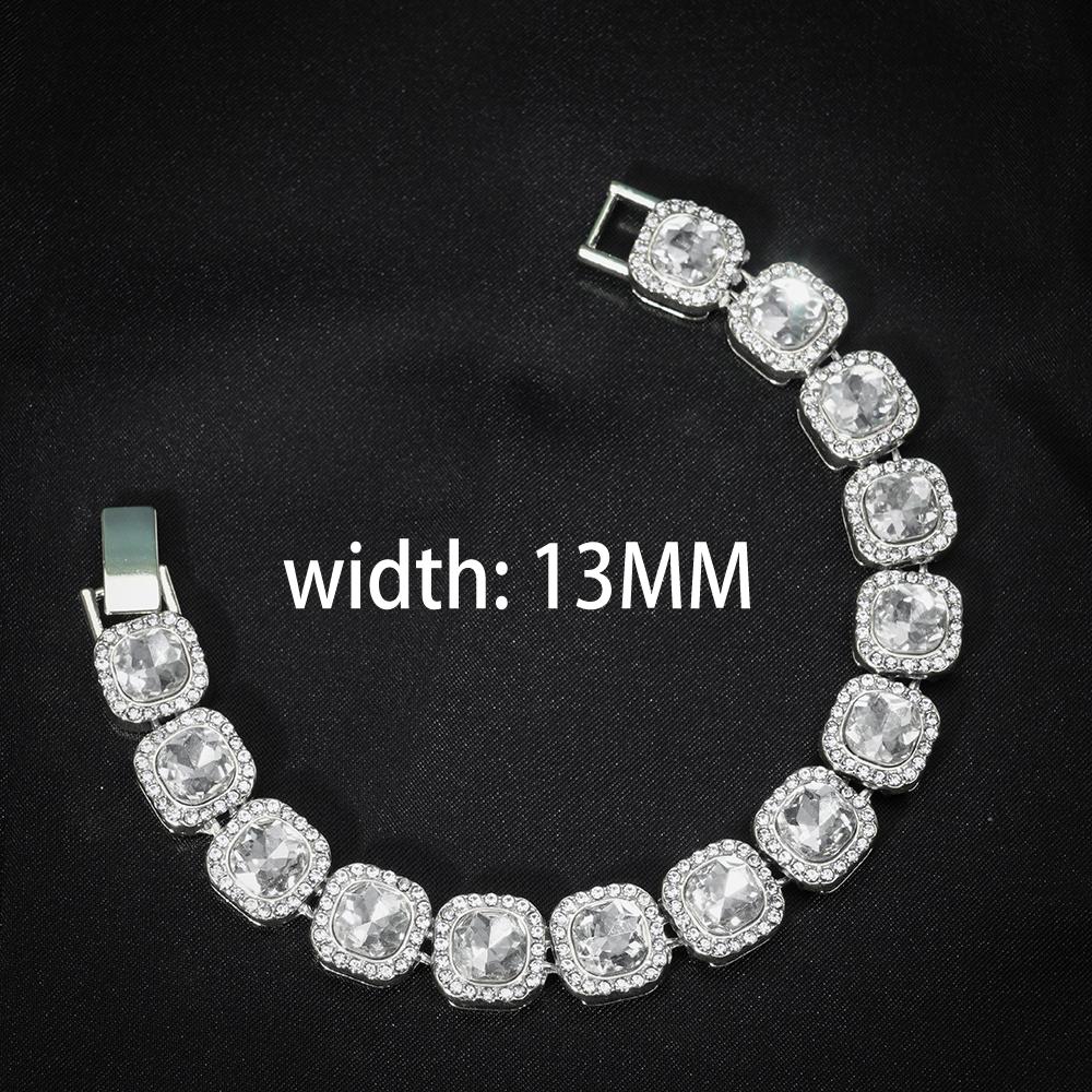 New Miami Iced Out Cuban Link Chain Bracelet For Men&Women Full Rhinestones Charms Hip Hop Jewelry 13mm Crystal Chain Party Gift