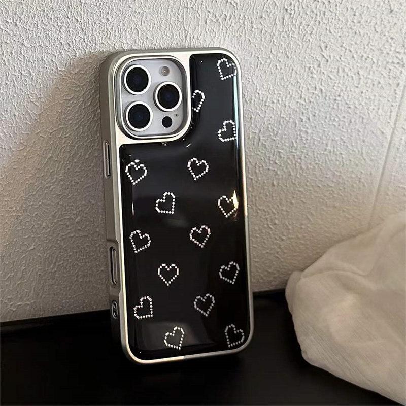 Carcasă acrilică de înaltă calitate, cu ramă electrolizată și design simplu, tip „love” pentru iPhone 16 Pro Max 15 14 Plus 13 12 Pro 11, cu protecție împotriva căderii