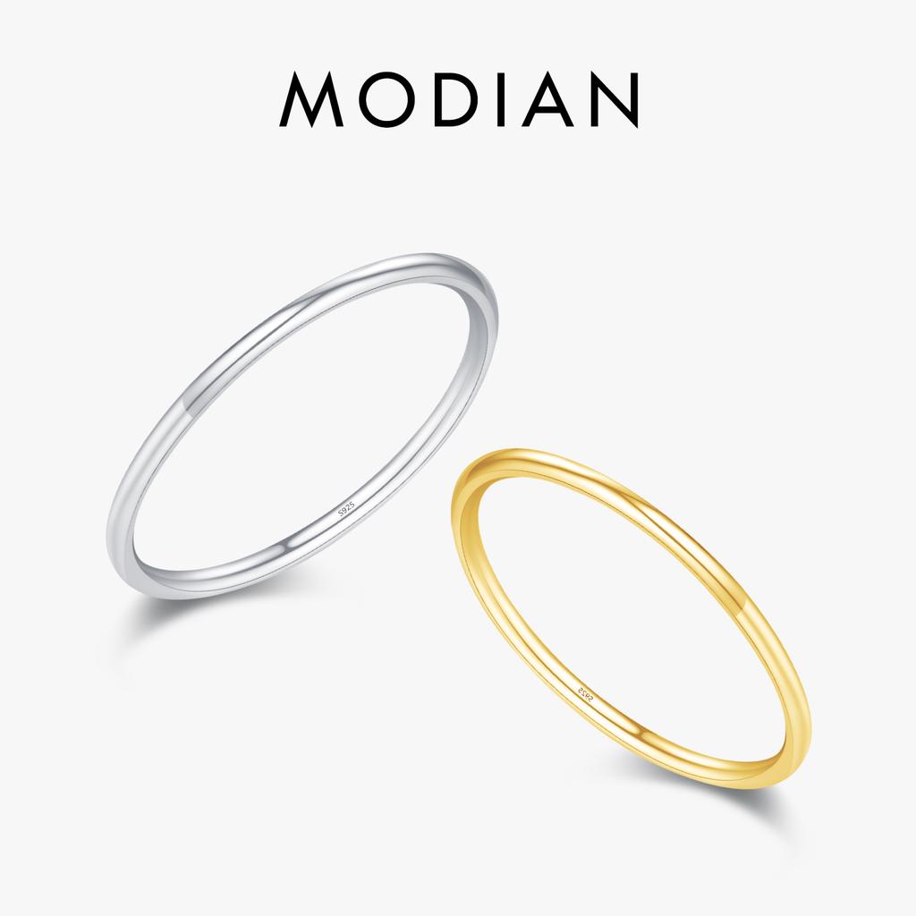 MODIAN Anillos Minimalistas Finos Apilables de Plata de Ley 925 Moda Clásico Color Dorado Joyería Fina Para Mujer Niña Regalos de Fiesta